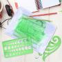 SIQUK 11 Pieces Geometric Drawings Templates Plastic Clear Green Plastic Rulers with 1 Pack Poly Zipper Envelopes for Studying, Designing and Building