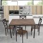 Dporticus 5-Piece Dining Set Industrial Style Wooden Kitchen Table and Chairs with Metal Legs- Espresso