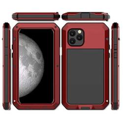 CarterLily iPhone 11 Pro Max Case, Full Body Shockproof Dustproof Waterproof Aluminum Alloy Metal Gorilla Glass Cover Case for Apple iPhone 11 Pro Max 6.5 inch (Red)