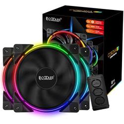 Pccooler 120mm Fan Moonlight Series, PC-3M120 RGB LED Computer Case Fan - PWM PC Cooling Fan - Dual Light Loop Quiet Fan/Multiple Light Modes with Controller for PC Cases, CPU Coolers