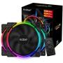 Pccooler 120mm Fan Moonlight Series, PC-3M120 RGB LED Computer Case Fan - PWM PC Cooling Fan - Dual Light Loop Quiet Fan/Multiple Light Modes with Controller for PC Cases, CPU Coolers