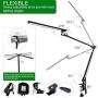 Amzrozky Drafting Table Lamp,Metal Architect LED Desk Lamp, Swing Arm Task Lamp with Clamp,Eye-Care Dimmable Office Light with 5 Color 5 Brightness,Touch Control,Memory Function,Black