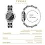 Tensea Metal Band Leather Loop Compatible with Galaxy Watch 3 41mm / Active 2 44 / 40mm and Samsung Galaxy Watch 42mm, Cute Bracelet Quick Release Band Replacement, Chain Wristband with Leather Strap ( Silver-Black )