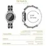 Tensea Metal Band Leather Loop Compatible with Galaxy Watch 3 41mm / Active 2 44 / 40mm and Samsung Galaxy Watch 42mm, Cute Bracelet Quick Release Band Replacement, Chain Wristband with Leather Strap ( Silver-Black )