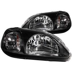 Anzo USA 121070 Honda Civic Crystal Black Headlight Assembly - (Sold in Pairs)