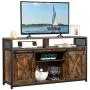 VINGLI Farmhouse TV Stand with Sliding Barn Doors for TVs up to 55'' Flat Screen, Rustic Entertainment Center Media Console Table Cabinet w/Adjustable Shelves (Rustic Brown) VINGLI Farmhouse TV Stand with Sliding Barn Doors for TVs up to 55'' Flat Screen, Rustic Entertainment Center Media Console Table Cabinet w/Adjustable Shelves (Rustic Brown)