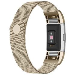 iGK Replacement Bands Compatible for Fitbit Charge 2, Stainless Steel Metal Bracelet with Unique Magnet Clasp