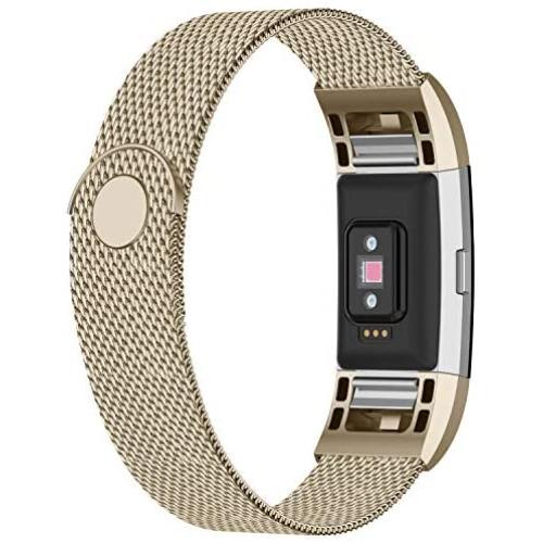 iGK Replacement Bands Compatible for Fitbit Charge 2, Stainless Steel Metal Bracelet with Unique Magnet Clasp