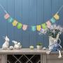 Glitzhome Easter Hanging Decor Wooden Happy Easter Banner Rustic Garland for Indoor Festive Party Home School Decoration