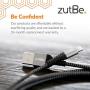 zutBe Shield MFi Certified iPhone Lightning Cable, Reinforced Braided Nylon Charger Compatible with All iPhone 12, SE, 11, X, 8, 7, 6, iPad, iPod - [Be Charitable, Durable, Confident] (3 Foot)