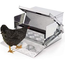 Automatic Chicken Feeder - Sturdy Galvanized Steel Poultry Feeders with Weatherproof Cover Standard Size for 6-12 Chickens 10 Days (20lb Feed)