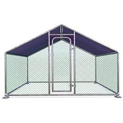 ALEKO Metal DIY Walk-in Chicken Coop or Chicken Run with Blue Waterproof Cover