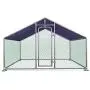 ALEKO Metal DIY Walk-in Chicken Coop or Chicken Run with Blue Waterproof Cover