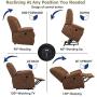 oneinmil Electric Power Lift Recliner Chair, Linen Recliners for Elderly, Home Sofa Chairs with Heat & Massage, Remote Control, 3 Positions, 2 Side Pockets and USB Ports, Chocolate