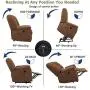 oneinmil Electric Power Lift Recliner Chair, Linen Recliners for Elderly, Home Sofa Chairs with Heat & Massage, Remote Control, 3 Positions, 2 Side Pockets and USB Ports, Chocolate