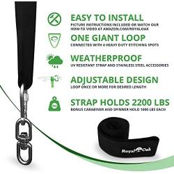 EASY HANG (4FT) TREE SWING STRAP X1 - Holds 2200lbs. - Heavy Duty Carabiner - Bonus Spinner - Perfect for Tire and Saucer Swings - 100% Waterproof - Easy Picture Instructions - Carry Bag Included!