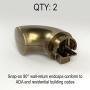 7 ft. Handrail - Complete Kit. Bronze Anodized Aluminum with 4 Antique Brass Wall Brackets and ADA Returns - 1.6'' Round - Overall Length: 89''