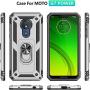 Rebex Compatible with Motorola G7 Power Case Cover,Moto G7 Supra Case,Tough Heavy Protective 360 Metal Rotating Ring Kickstand Holder Grip Magnetic Metal Armor Heavy Duty Shockproof (Blackish Green)