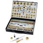 Muzerdo 86 Piece Tap and Die Set Bearing Steel Sae and Metric Tools, Titanium Coated with Metal Carrying Case