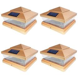iGlow 4 Pack Copper Outdoor Garden 6 x 6 Solar SMD LED Post Deck Cap Square Fence Light Landscape PVC Vinyl Wood Bronze