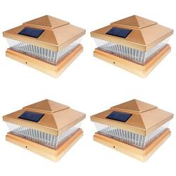 iGlow 4 Pack Copper Outdoor Garden 6 x 6 Solar SMD LED Post Deck Cap Square Fence Light Landscape PVC Vinyl Wood Bronze