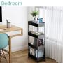 Slim Storage Cart 4 Tier Shelf Rolling Cart Storage Shelves Corner Organizer Metal Storage Racks (Black)