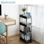 Slim Storage Cart 4 Tier Shelf Rolling Cart Storage Shelves Corner Organizer Metal Storage Racks (Black) Slim Storage Cart 4 Tier Shelf Rolling Cart Storage Shelves Corner Organizer Metal Storage Racks (Black)