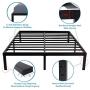 King Size Bed Frame-16 Inch Tall Sturdy Platform Bed Base-Extra Heavy Duty Strong Steel Solid Metal Foundation- Easy Assemble/ Noise Free/ Non-Slip/ Squeaky Free/No Box Spring Needed/King