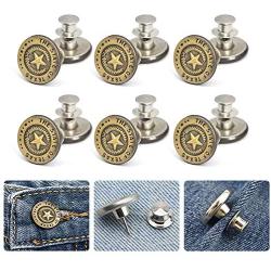 MIUYOON Button Pins for Jeans,17mm 6PCS Jean Buttons Replacement Button Pins for Pants Easy to Use and No Tools Require