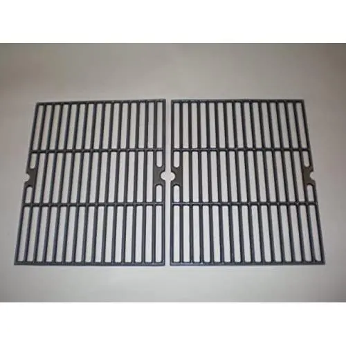 Music City Metals 64252 Matte Cast Iron Cooking Grid Replacement for Select Gas Grill Models by Aussie, Brinkmann and Others, Set of 2