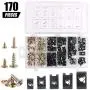 170Pcs Auto Car U-Clip U Nut and Screw Assortment Kit for Dash Door Panel Interior SAE 170Pcs Auto Car U-Clip U Nut and Screw Assortment Kit for Dash Door Panel Interior SAE