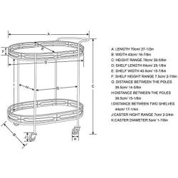 Glitzhome 30.71'' H Oval Gold Bar Cart with 4 Wheels 2-Tier Deluxe Tray Metal Mirrored Glass Top Rolling Serving Cart for Kitchen Living Room Hotel Wine/Tea Serving Cart