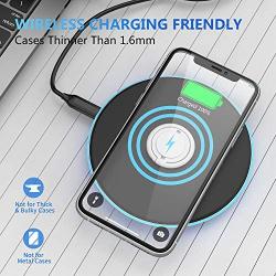 Phone Ring Holder Wireless Charging Compatible - FITFORT 360° Rotation Anti-Scratch Ceramic Ring Grip Compatible with All Wireless Charging Cell Phones-White