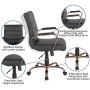 Flash Furniture Mid-Back Black LeatherSoft Executive Swivel Office Chair with Rose Gold Frame and Arms