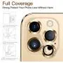 Hoerrye For Iphone 12 Pro Max Camera Lens Protector, Metal Full Cover + Tempered Glass Circle Screen Protection For Iphone 6.7 Accessories - Gold