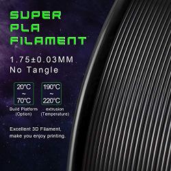 TIANSE Black PLA 3D Printer Filament for 3D Printing, 1.75mm Diameter Tolerance +/- 0.03 mm, 2.2lb Spool, 1kg