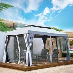 Grand patio 10x13 Feet Patio Gazebo, Outdoor Instant Canopy with Mosquito Netting and Shade Curtains，Sturdy Straight Leg Tent for Backyard & Party & Event