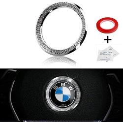 LECART for BMW Compatible Steering Wheel Decorative Sticker Crystal Accessories Metal Car Emblem Decal Stickers Bling Auto Interior Decoration Parts Trims Fits 1 2 3 Series X3 X5 M4 M6 i3 i8 Z3 Z4