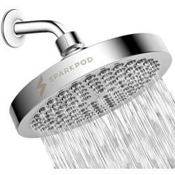 SparkPod Shower Head - High Pressure Rain - Luxury Modern Chrome Look - Easy Tool Free Installation - The Perfect Adjustable Replacement For Your Bathroom Shower Heads
