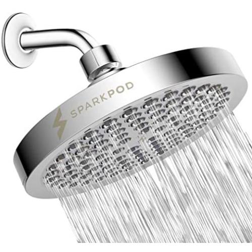 SparkPod Shower Head - High Pressure Rain - Luxury Modern Chrome Look - Easy Tool Free Installation - The Perfect Adjustable Replacement For Your Bathroom Shower Heads