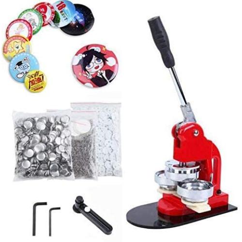 PanelTech Button Maker Badge Punch Press Machine 1-1/4 Inch 32mm Button Maker Machine with 1000 Pcs Circle Button Parts and Circle Cutter