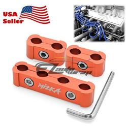 3Pcs Orange Aluminum Engine Spark Plug Wire Separator Divider Organizer Clamp Kit