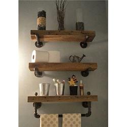 Industrial Pipe Shelving Shelves Bookcase Rustic Wood Metal Wall Mounted Towel Bar Hanging Storage Racks Floating Wood Shelves