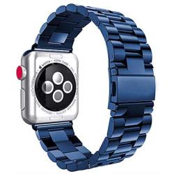 SPINYE Bands Compatible with iWatch 38mm 40mm 42mm 44mm, Solid Stainless Steel Metal Strap Replacement for Apple iWatch Series 6/5 / 4/3 Women Men (Blue, 38mm/40mm)