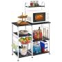 Mr IRONSTONE Kitchen Bakers Rack Utility Storage Shelf 35.5'' Microwave Stand 3-Tier+4-Tier Shelf for Spice Rack Organizer Workstation(Dark Brown)