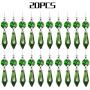 20 Pieces Chandelier Icicle Crystal U-Drop Prisms Lamp Parts Glass Pendants Beads for Wedding, Party or Holiday Decoration, 37mm, Green