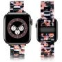 Caunedy Compatible with Apple Watch Bands 38mm/40mm for Women/Man, Light and Waterproof Fashion Replacement Resin Band with Stainless Steel Buckle for Series iWatch 6/5/4/3/2/1/SE (Black Rose, 38/40mm)