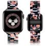 Caunedy Compatible with Apple Watch Bands 38mm/40mm for Women/Man, Light and Waterproof Fashion Replacement Resin Band with Stainless Steel Buckle for Series iWatch 6/5/4/3/2/1/SE (Black Rose, 38/40mm)