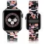 Caunedy Compatible with Apple Watch Bands 38mm/40mm for Women/Man, Light and Waterproof Fashion Replacement Resin Band with Stainless Steel Buckle for Series iWatch 6/5/4/3/2/1/SE (Black Rose, 38/40mm)