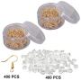 Earring Hooks with Earring Backs Set Surgical Stainless Steel Ear Hooks Soft Silicone Earring Backings For DIY Jewelry Making Hypoallergenic Bead Spring Fish Hook Earrings Accessories 400 Pack